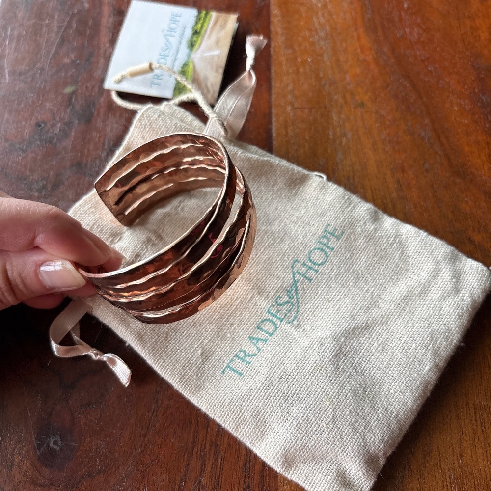 Hammered copper cuff bracelet